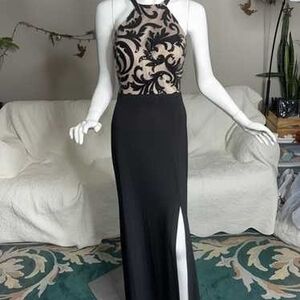 Night Way Collections Black and Cream Maxi Dress
